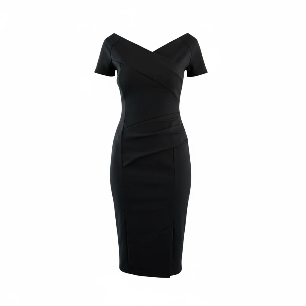 Bardot Off Shoulder Dress Midi Dress Black